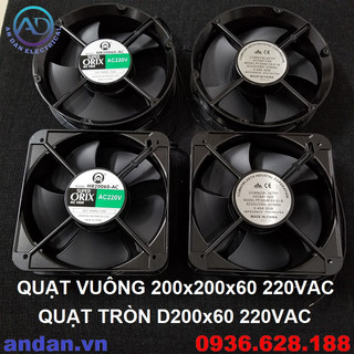 Quạt làm mát tủ điện mr200600-ac 220v, quạt thông gió vuông fp-20060-ex-s1-b 200x200x60 20x20cm, tròn d200x60