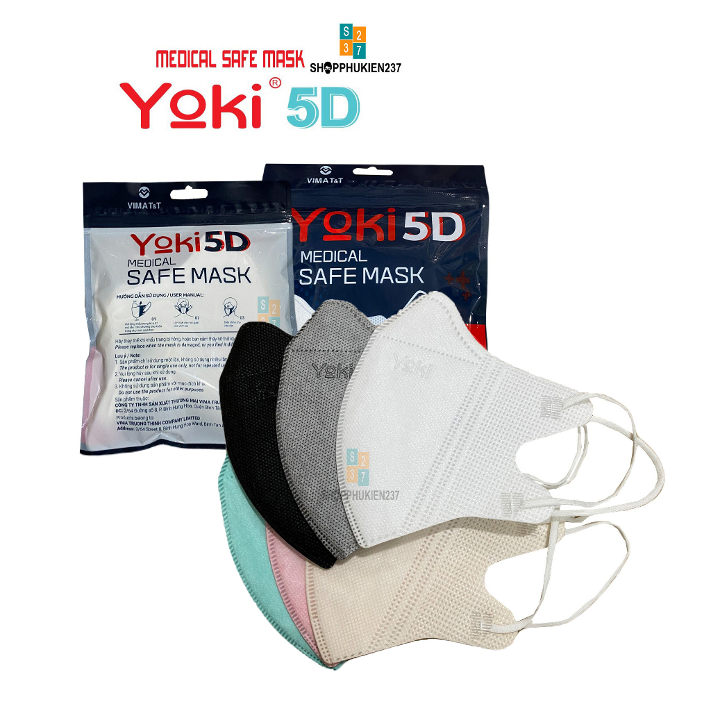 Set 50 Cái Khẩu Trang Yoki 5D Mask Thiết Kế Siêu Dễ Chịu 4 Lớp Kháng Khuẩn