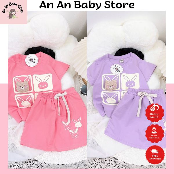 Set váy tim cotton có lót quần cho bé gái