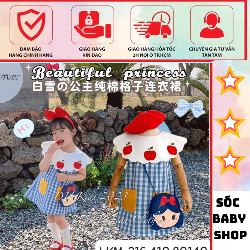 ĐẦM THÔ BẠCH TUYẾT KÈM TÚI CUTE CHO BÉ GÁI