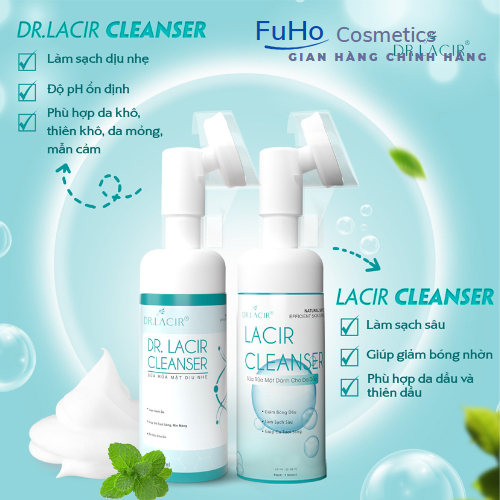 Sữa Rửa Mặt Trắng Da Dịu Nhẹ Dr.Lacir Cleanser Giúp làm sạch da mịn màng 150ml Fuhocometics