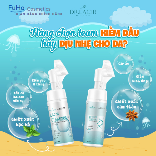 Sữa Rửa Mặt Trắng Da Dịu Nhẹ Dr.Lacir Cleanser Giúp làm sạch da mịn màng 150ml Fuhocometics