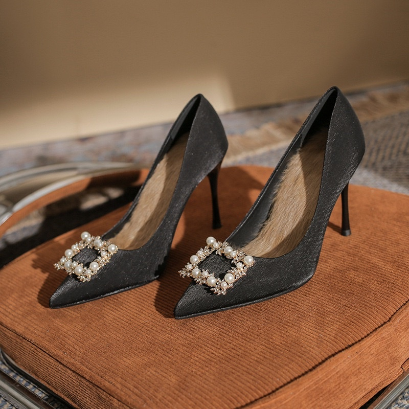 Giày cao gót nữ bít mũi đá ngọc gót nhọn, Sandal nữ cao gót 7 phân mã H167