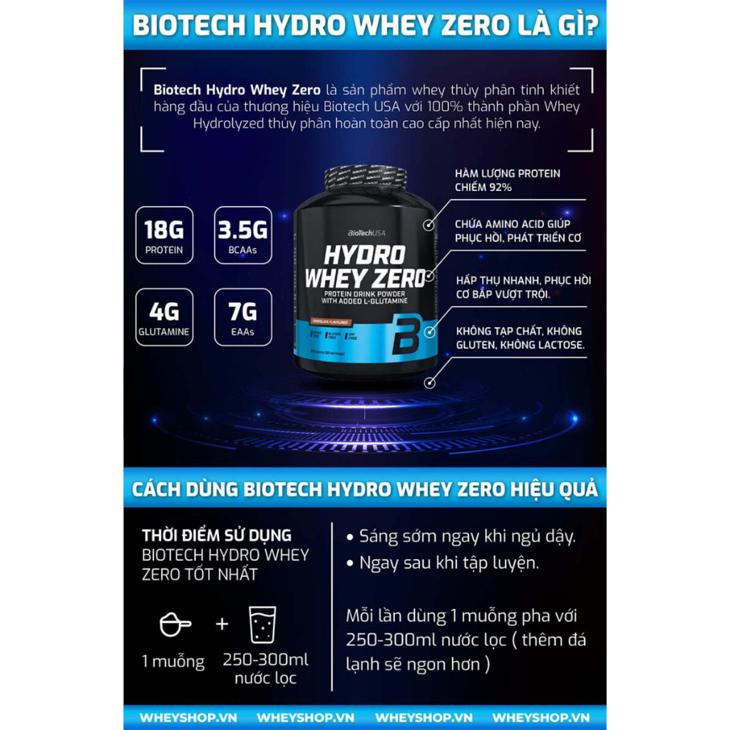 Sữa dinh dưỡng tăng cơ Hydro Whey Zero 4Lbs  - WHEYSHOP