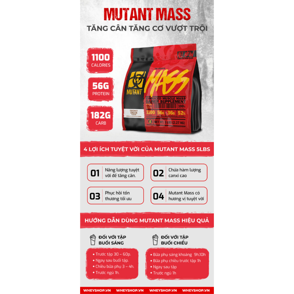 Sữa dinh dưỡng tăng cân Mutant Mass 5Lbs  - WHEYSHOP