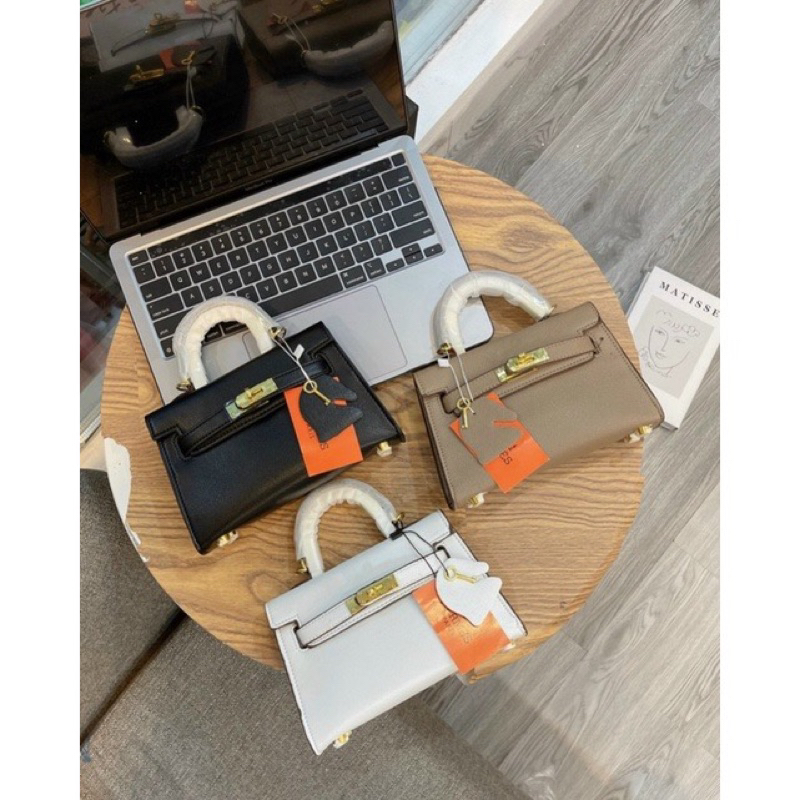 Túi xách nữ, túi đeo chéo Túi hmo da gạo size 19 vừa điện thoại