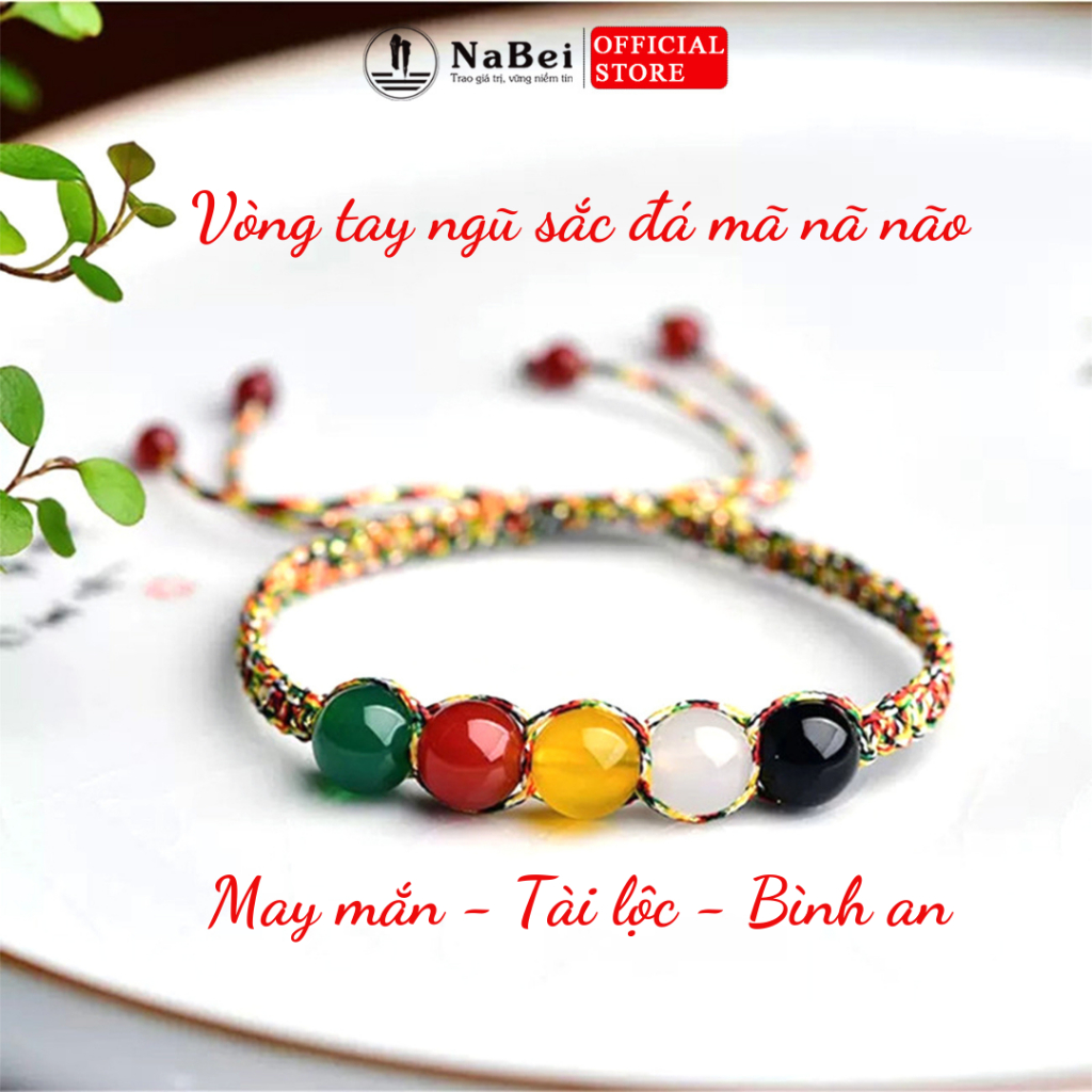 Vòng Tay Đá Mã Não Tự Nhiên Tết Chỉ Phù Hợp Với Mệnh Kim, Thủy, Mộc, Hỏa, Thổ NB339 - Phong Thủy NaBei Store