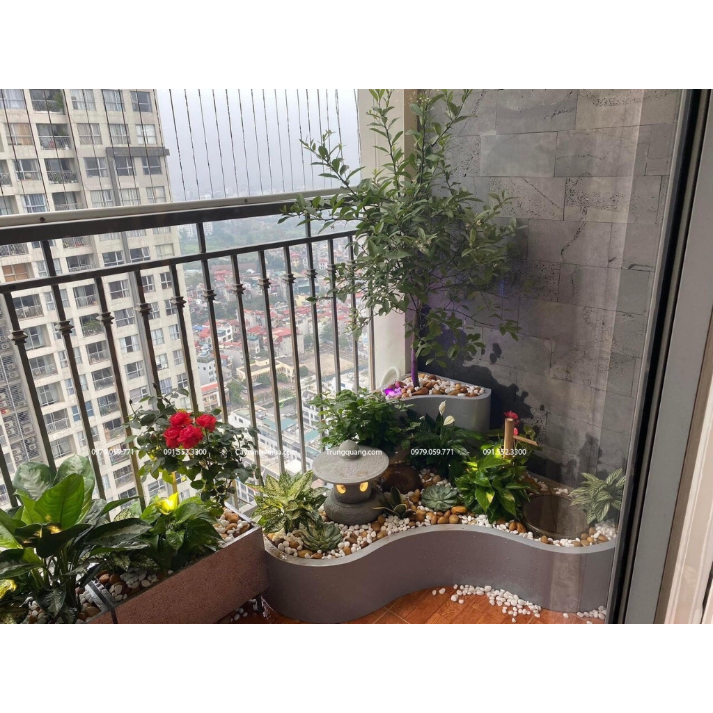 Bể cá ban công chất liệu đá mài