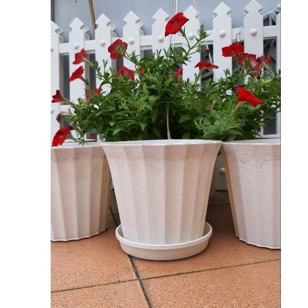 chậu khía trồng hoa để bàn kèm dĩa lót 17x15cm