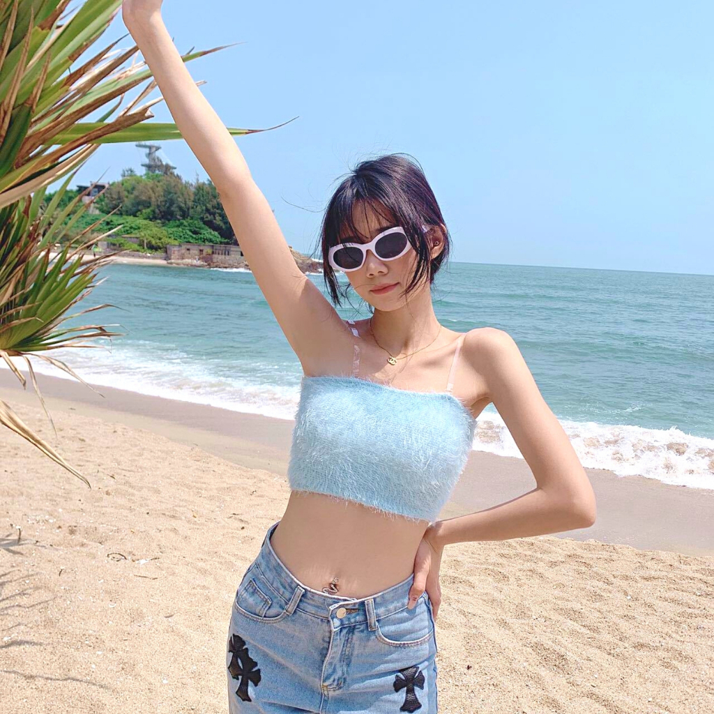 Áo ống croptop - Áo ống bra quây cup lông xù mịn màn mút mỏng (tặng kèm dây trong) Cavera B1442