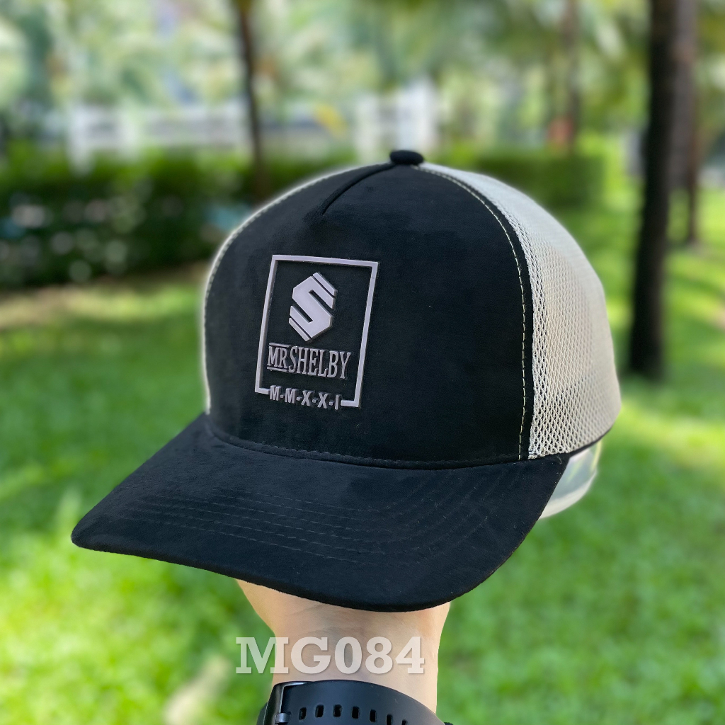 Nón kết đẹp Mũ lưỡi trai lưới Mesh Cap Unisex thoáng khí màu đen chất kaki cotton nhung logoS MR SHELBY MG084