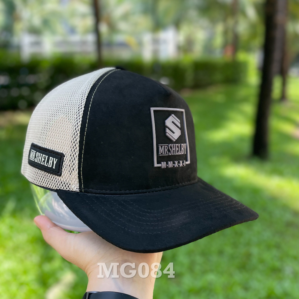 Nón kết đẹp Mũ lưỡi trai lưới Mesh Cap Unisex thoáng khí màu đen chất kaki cotton nhung logoS MR SHELBY MG084