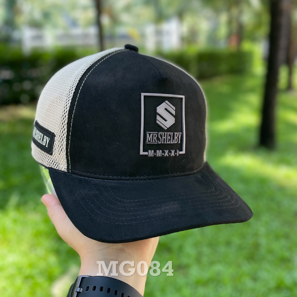 Nón kết đẹp Mũ lưỡi trai lưới Mesh Cap Unisex thoáng khí màu đen chất kaki cotton nhung logoS MR SHELBY MG084