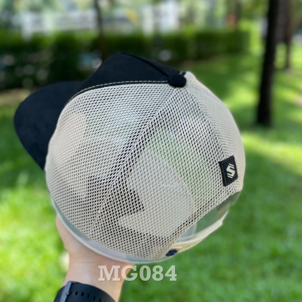 Nón kết đẹp Mũ lưỡi trai lưới Mesh Cap Unisex thoáng khí màu đen chất kaki cotton nhung logoS MR SHELBY MG084