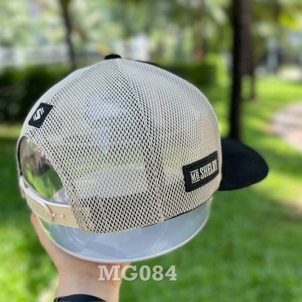 Nón kết đẹp Mũ lưỡi trai lưới Mesh Cap Unisex thoáng khí màu đen chất kaki cotton nhung logoS MR SHELBY MG084