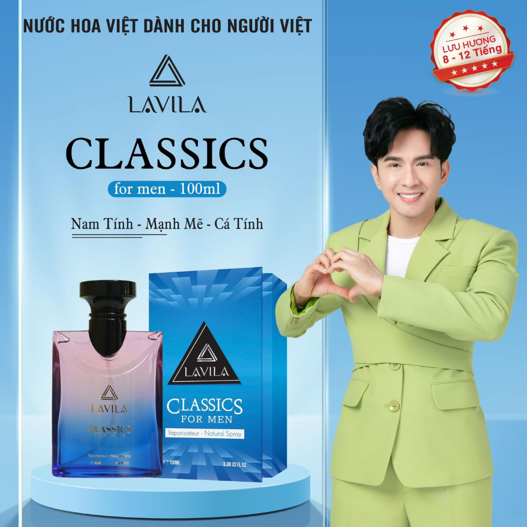 Nước hoa nam LAVILA Classics cao cấp hương thơm chuẩn pháp lưu hương 8 đến 12 giờ