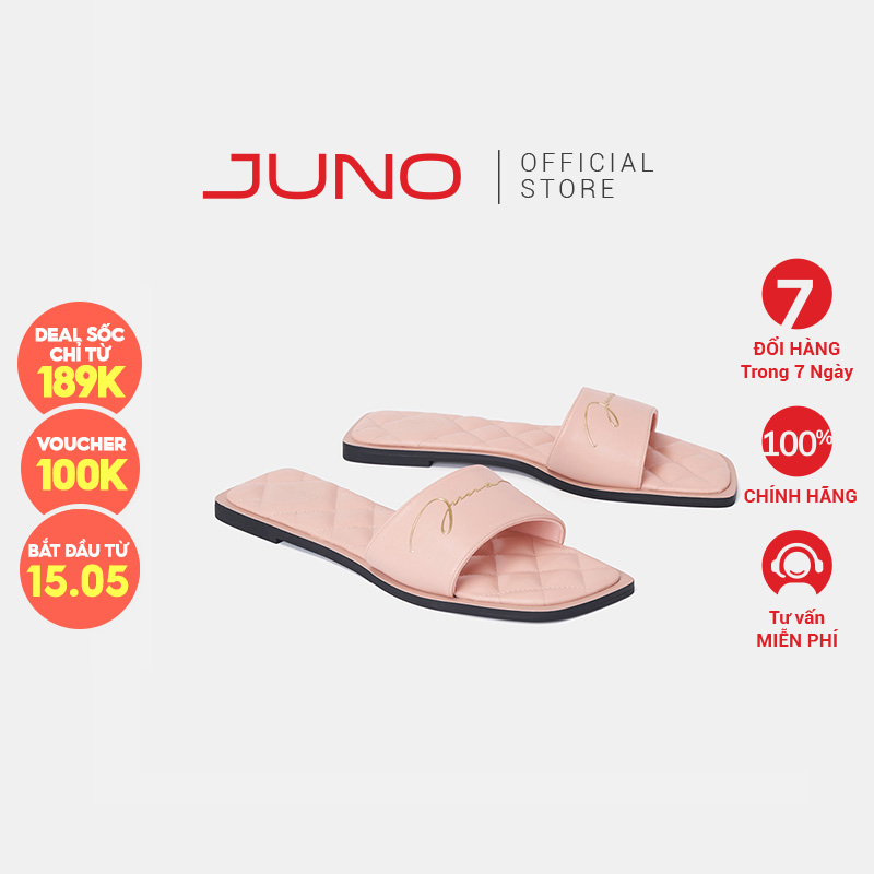 Dép Nữ 1cm Thời Trang JUNO Quai Ngang Trang Trí Chữ Ký Juno SD01126