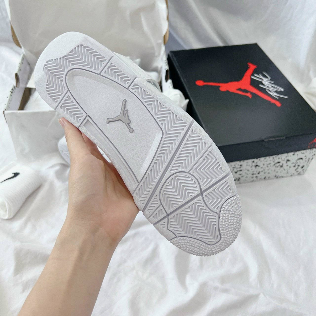 Giày thể thao Snealer Jordan 4 Thể Thao Nam Nữ, Giày Sneaker JD4 full trắng Hàng Đẹp Full Box loại cổ lưỡi gà cao