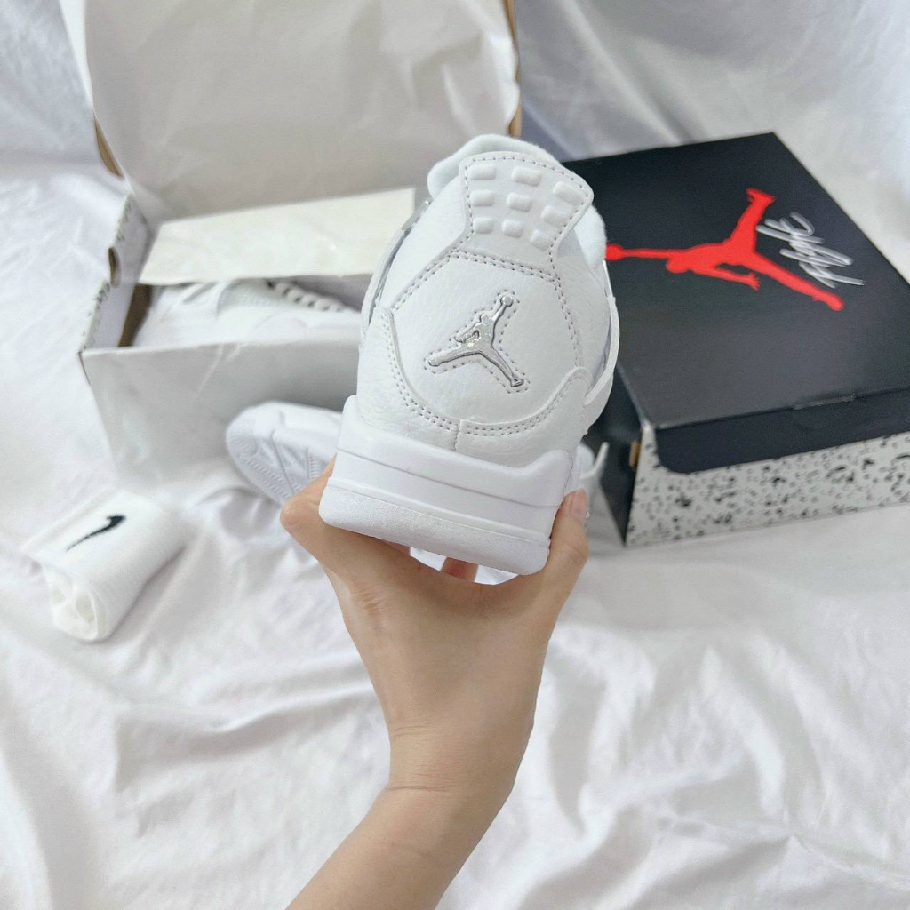 Giày thể thao Snealer Jordan 4 Thể Thao Nam Nữ, Giày Sneaker JD4 full trắng Hàng Đẹp Full Box loại cổ lưỡi gà cao