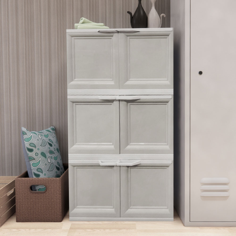 Homebase ME LIVING Tủ 3 tầng có cửa VID-3 bằng nhựa PP Thái Lan 70X50X121CM màu xám