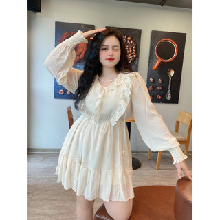 Váy BIGSIZE dài tay dáng ngắn có chun bo tay M2535 55-95KG  [BOON BOON BIGSIZE]