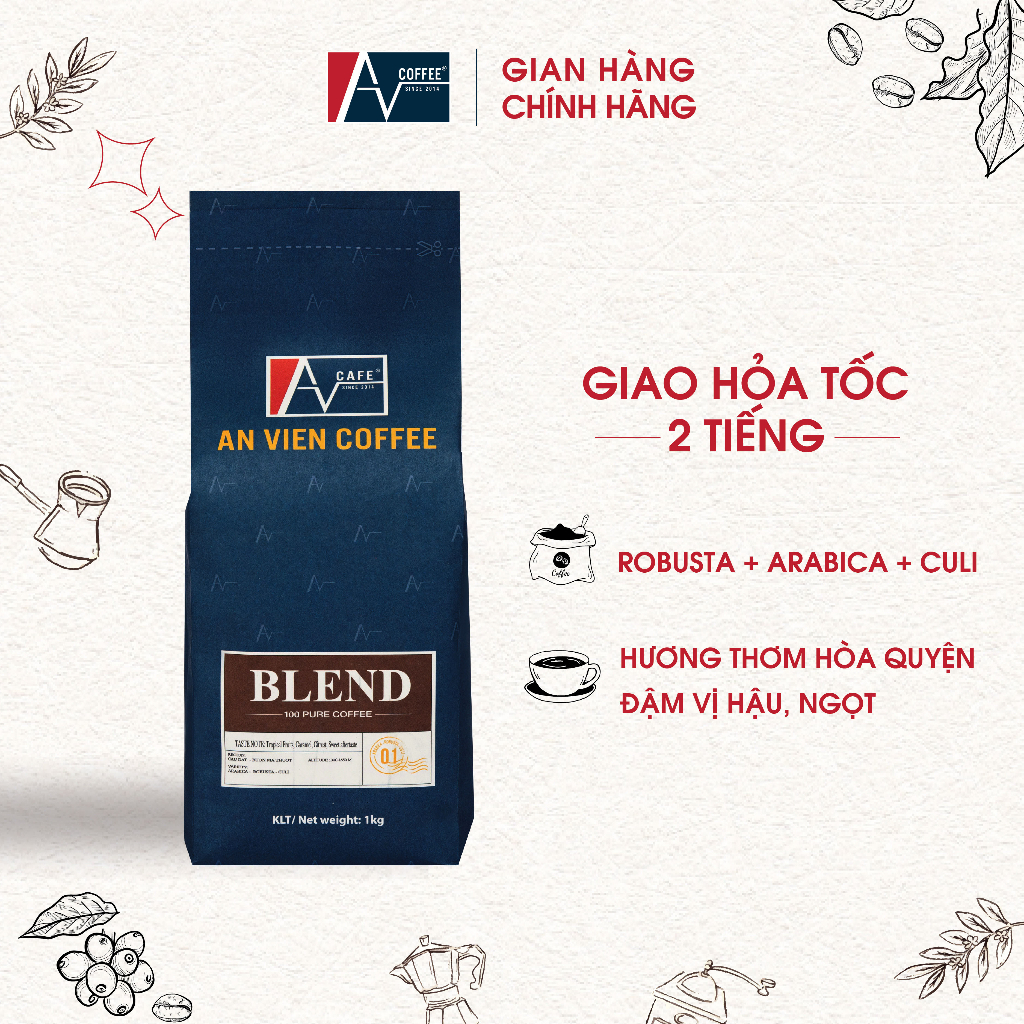 Cà Phê Rang Xay Nguyên Chất AN VIÊN Từ Cà Phê Nguyên Chất Dạng Cà Phê Nguyên Hạt Hoặc Bột - Khối Lượng 500gram