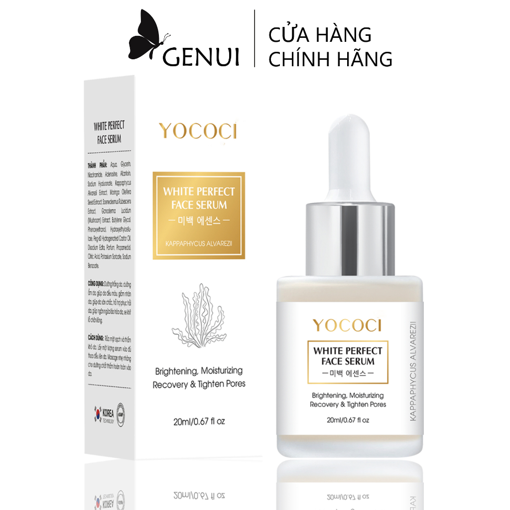 Serum Dưỡng Trắng Da Mặt YOCOCI Dưỡng Ẩm, Chống Lão Hóa, Se Khít Lỗ Chân Lông White Perfect Face Serum 20ml