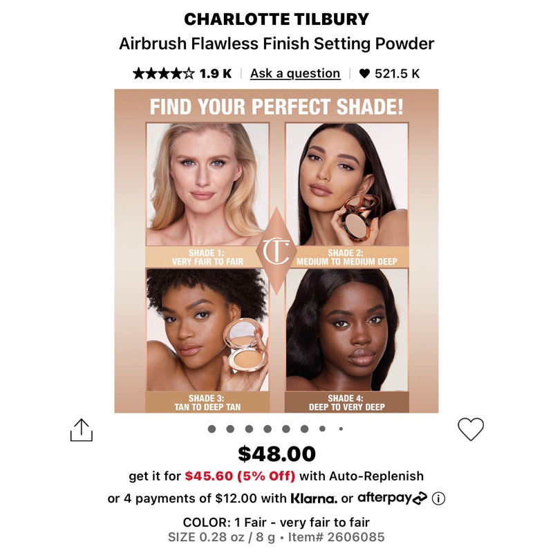 Phấn phủ Charlotte Tilbury Airbrush Flawless Finish Setting fullsize màu Fair bản New Year 2023
