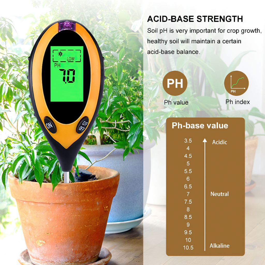 Máy đo đất, thiết bị đo PH đất 4-1 (PH, độ ẩm, ánh sáng, nhiệt độ) máy đo đất chính xác cao