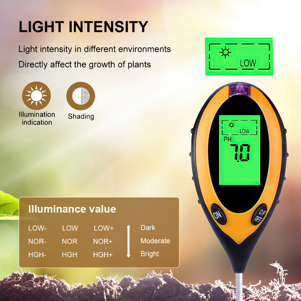 Máy đo đất, thiết bị đo PH đất 4-1 (PH, độ ẩm, ánh sáng, nhiệt độ) máy đo đất chính xác cao