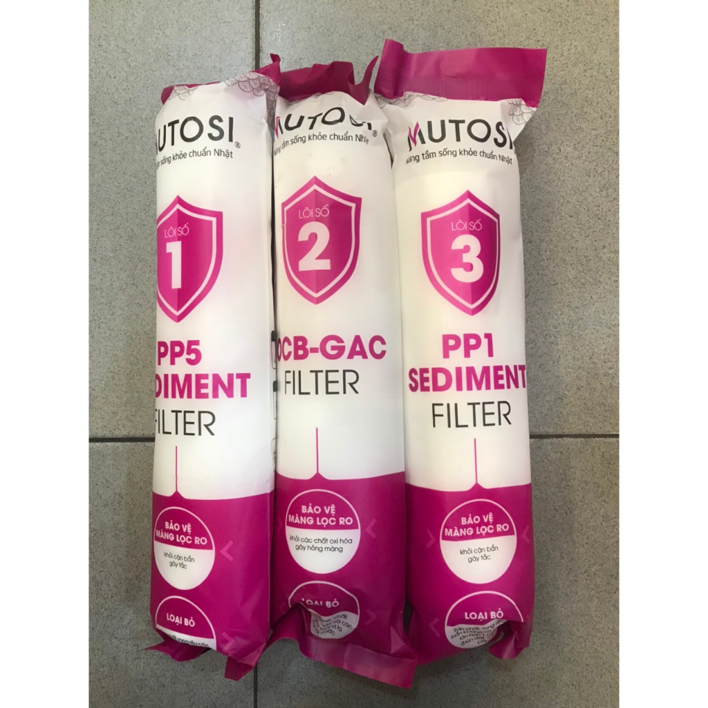 Bộ 3 Lõi Lọc Nước 123 MUTOSI Đúc liền - Hàng chính hãng -  Dùng thay cho máy model MP-370U , MP-1101, MP-192, MP-390U