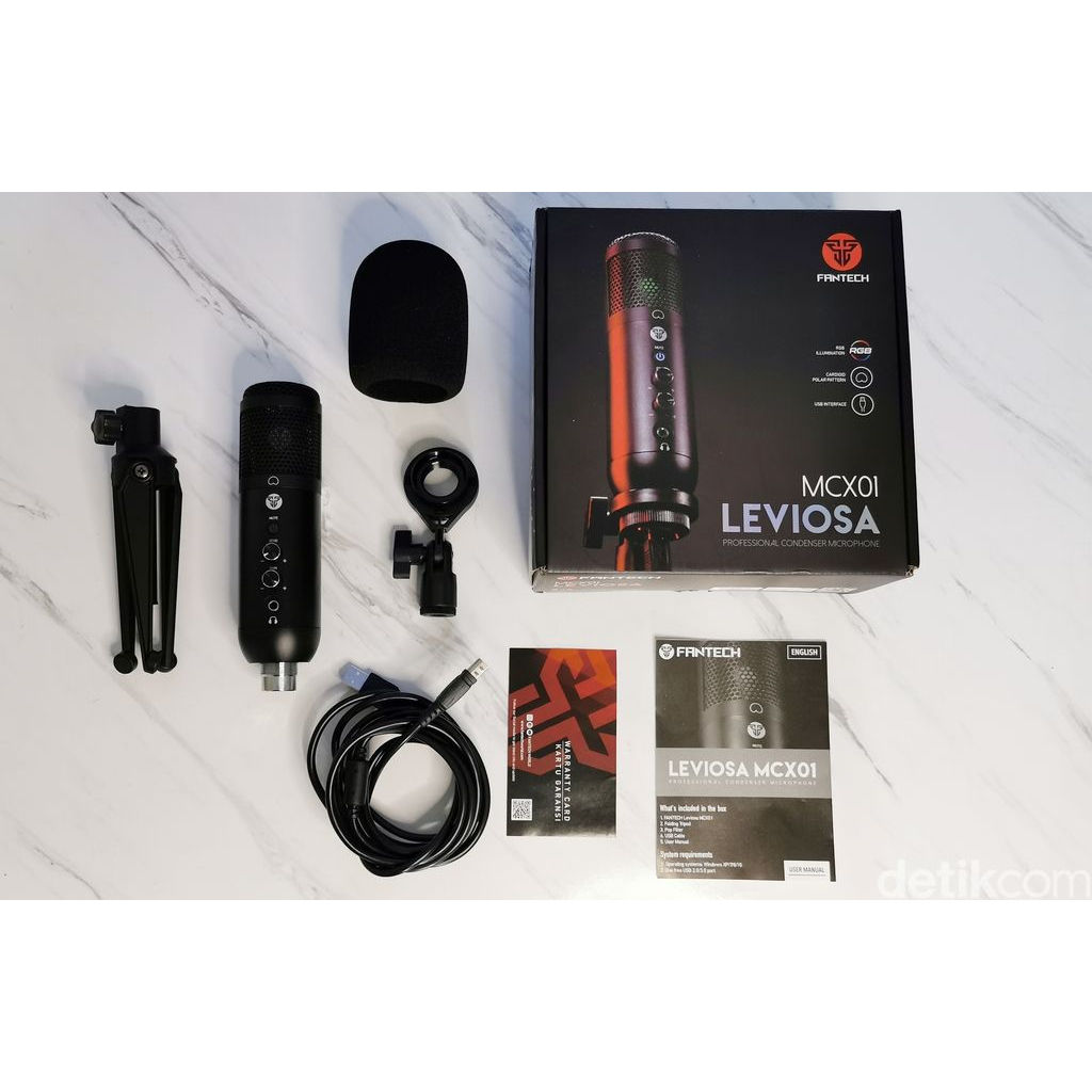 Micro Thu Âm Livestream Chuyên Nghiệp FANTECH MCX01 LEVIOSA LED RGB Âm Thanh Chất Lượng Cao