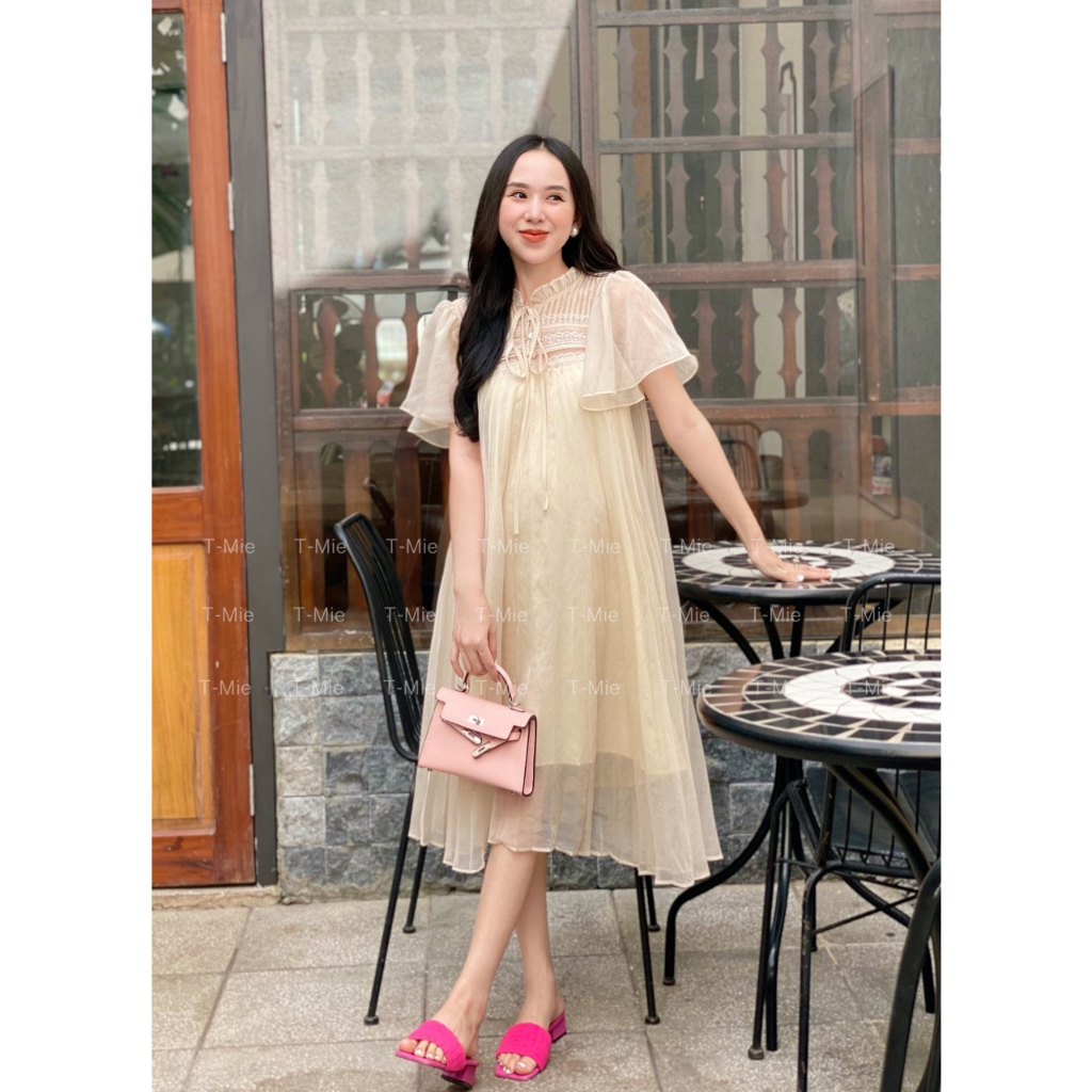 T-Mie | Đầm Bầu Thiết Kế Dập Li Form Suôn Cao Cấp Siêu Đáng Yêu Công Sở Đi Tiệc Đẹp ,MD4818