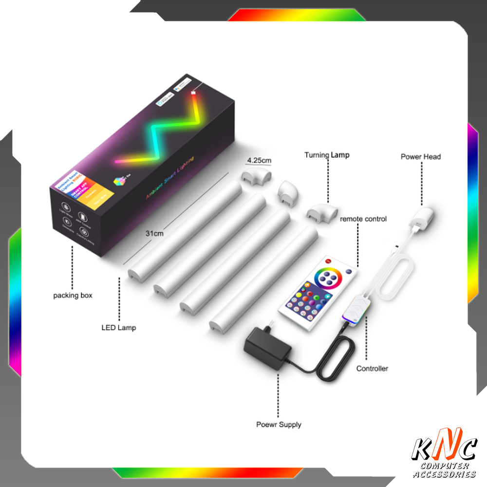 Bộ Đèn Trang Trí Ambient Smart Lighting RGBIC Led Nháy Theo Nhạc Chỉnh Màu Qua Điện Thoại - Hàng Fullbox