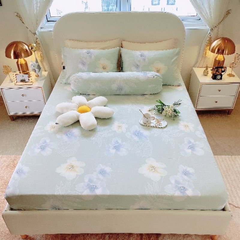 Sét Ga Gối Tencel Modal Vải Gỗ Sồi Tự Nhiên 4 Món