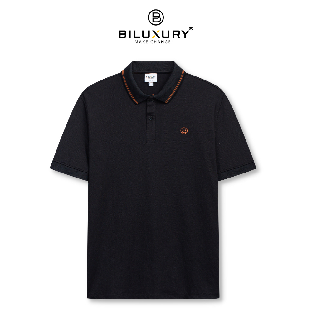 Áo polo nam Biluxury 7APCT023 form slimfit ôm vừa tôn dáng phối họa tiết line trẻ trung năng động