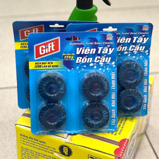 Viên tẩy bồn cầu gift - viên thả toilet tẩy sạch, khử mùi hiệu quả 1200 lần sử dụng vỉ 4 viên × 55g