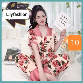 Bộ mặc nhà, đồ bộ pijama, đồ ngủ nữ vải lụa áo cộc quần dài