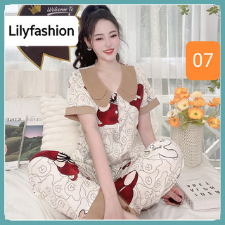 Đồ bộ pijama, bộ mặc nhà, đồ ngủ nữ vải lụa cao cấp tay cộc quần dài