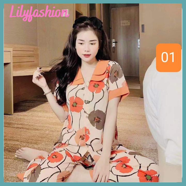 Đồ bộ pijama, set bộ mặc nhà, đồ ngủ nữ vải lụa Mango loại 1 cao cấp