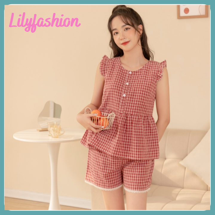 Đồ bộ nữ chất thô đũi cao cấp quần đùi áo sát nách tay cánh tiên họa tiết nhẹ nhàng nữ tính