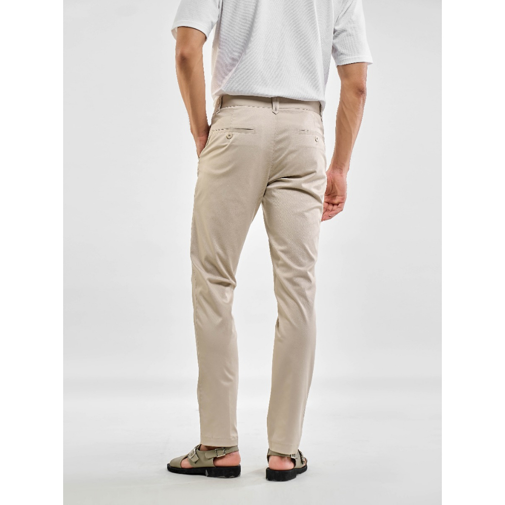 Quần âu nam quần tây công sở cao cấp OWEN QS231535 dáng slim fit ống ôm màu be vải polyester mềm mát