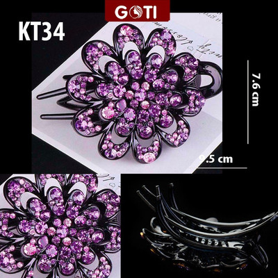 GOTI Kẹp Tóc Kiểu Kẹp Mỏ Vịt Đính Hạt Hoa Tím Quý Phái Sang Trọng Cho Người Trung Niên, Tặng Mẹ Và Bà KT30-KT35