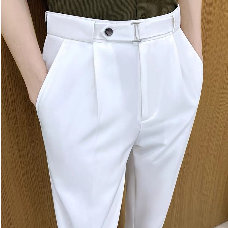 Quần âu nam đai chéo thay thế thắt lưng tiện dụng form chuẩn soái ca chất hàn tăm lì co giãn mặc thoải mái không nhăn