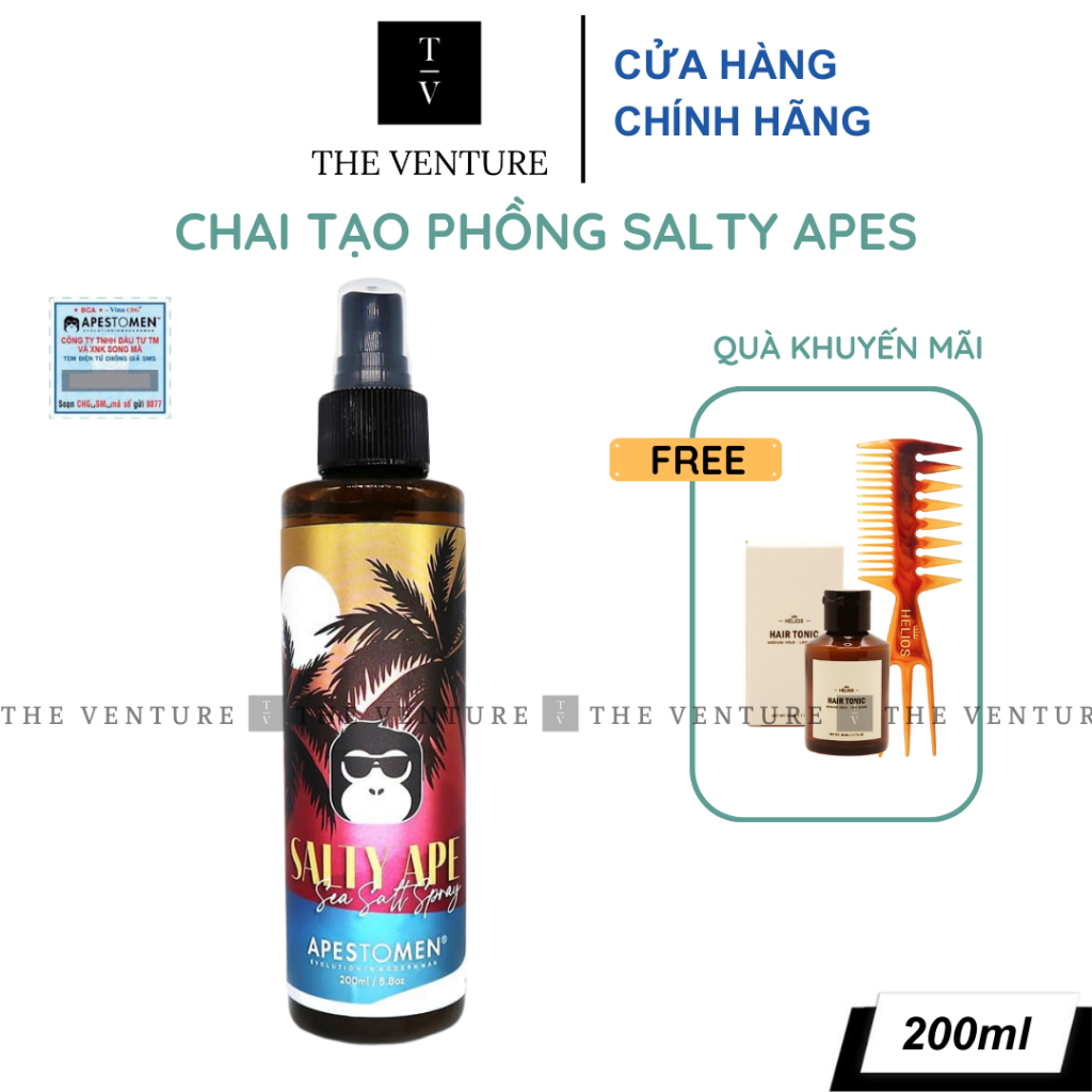 Chai Xịt Tạo Phồng Giữ Nếp Apestomen Salty Ape Sea Salt Spray Chính Hãng - 200 ml