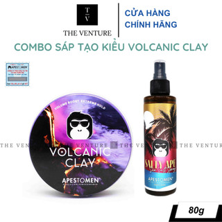 Combo Sáp Vuốt Tóc Nam Apestomen Volcanic Clay và Apestomen Salty Ape Sea Salt Spray Chính Hãng