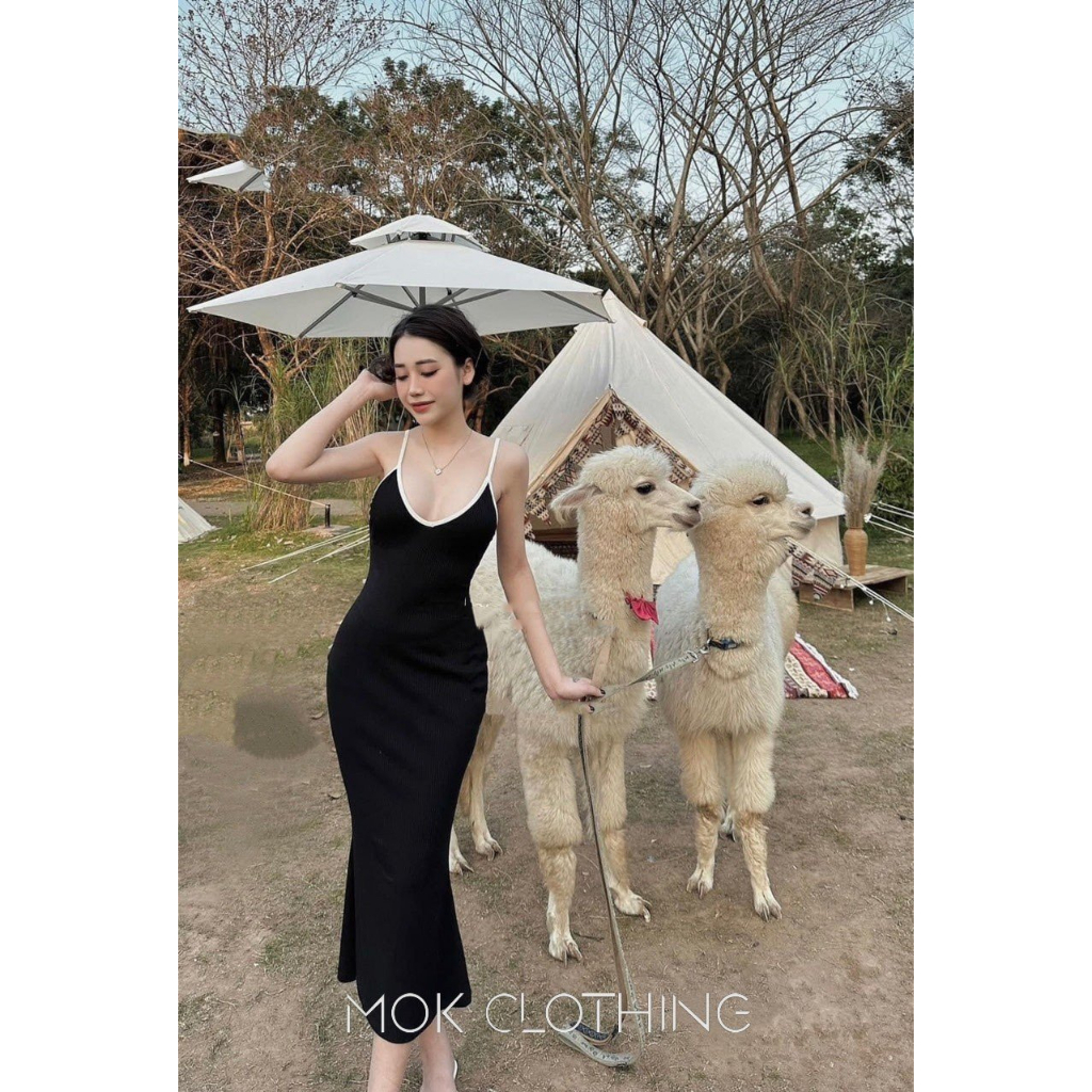 Váy Nữ Ôm Body Hai Dây Đuôi Cá Dáng Dài Tôn Dáng Cổ V Chất Thun Mát Có Giãn Tôn Dáng Đi Chơi Du Lịch Siêu Xinh