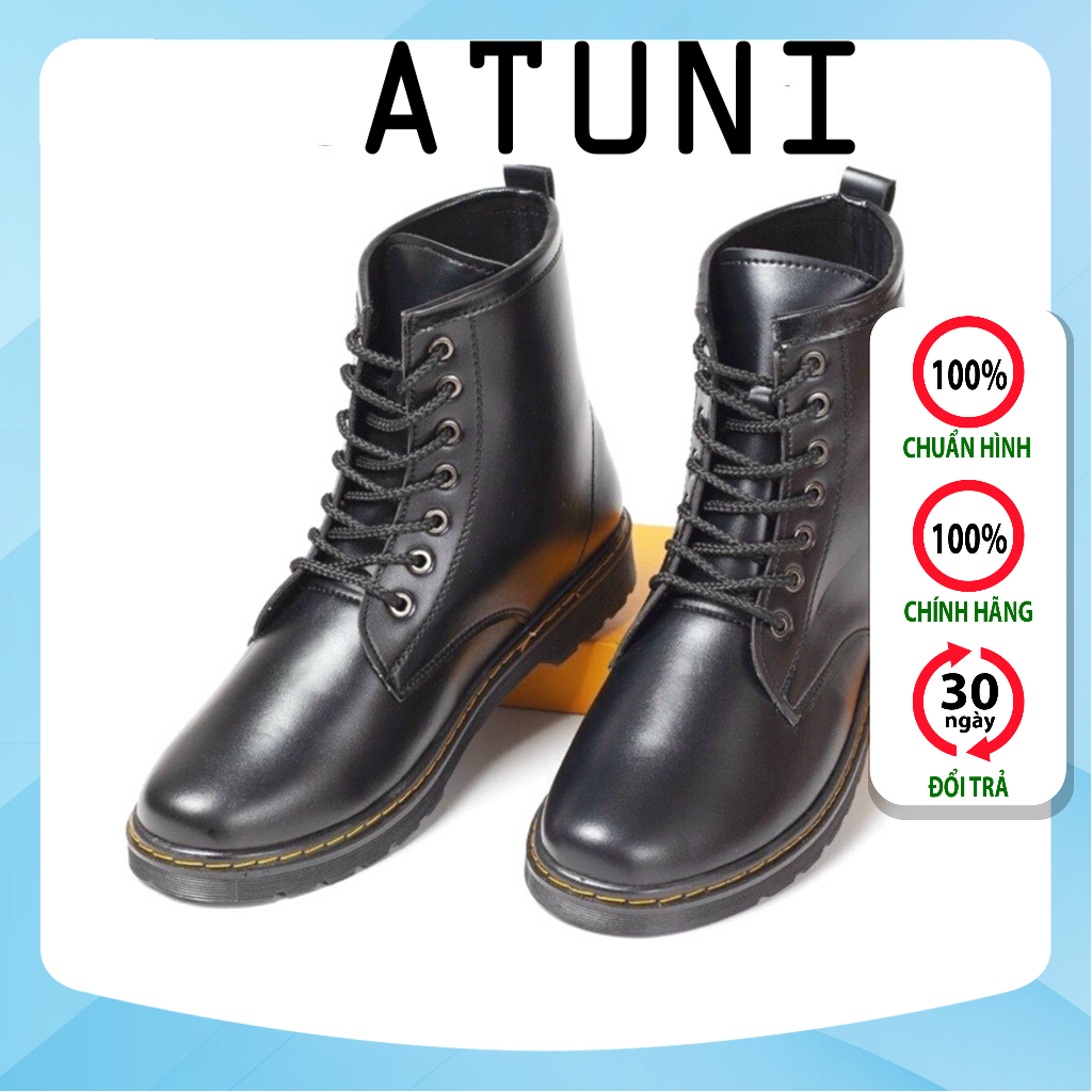 Giày combat boots nam cao cấp,chất da đen trơn, đế khâu chắc chắn-mã m355-atuni.vn