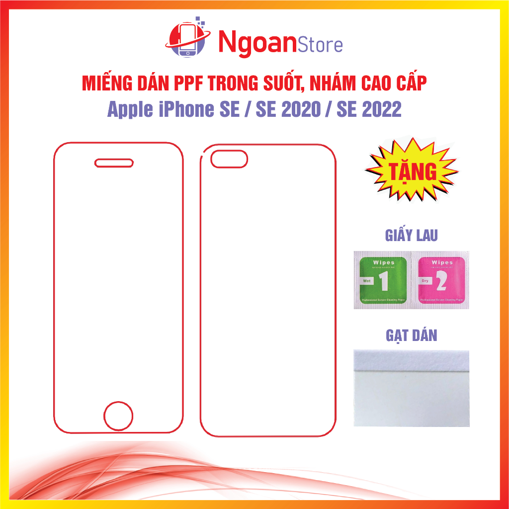 Miếng dán PPF cho điện thoại Apple iPhone SE / SE 2020 / SE 2022 chống bám vân tay tự phục hồi vết xước - Ngoan Store