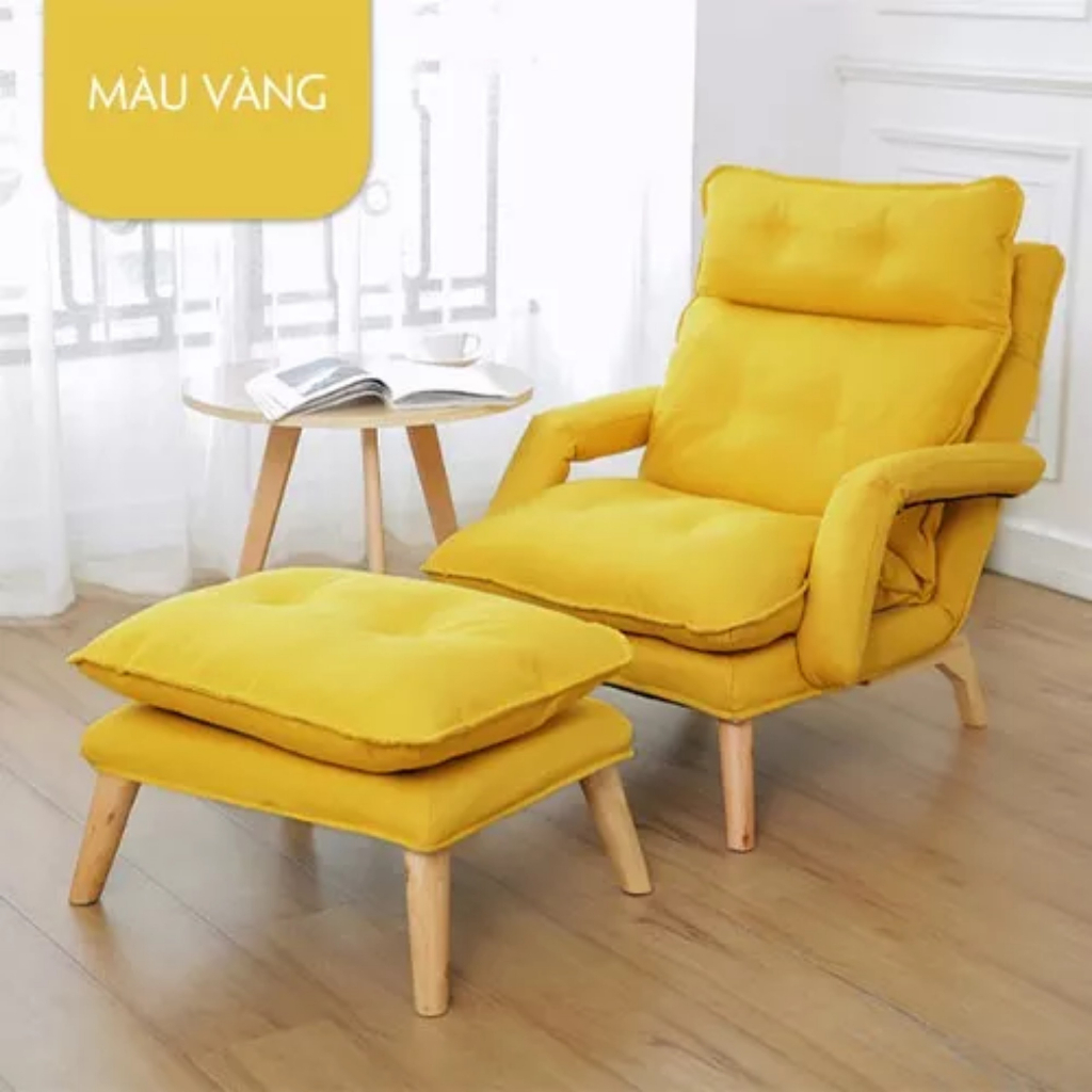Ghế Sofa Thư Giãn Cao Cấp, Đọc Sách, Ghế Lười Decor Có Tặng Kèm Đôn, Ghế Bành